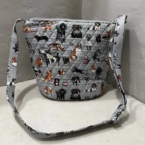 Vera Bradley BEST IN SHOW Triple Zip Hipster Crossbody Bag Purse Gray Dog - Picture 1 of 10