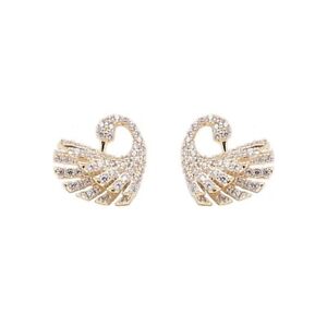 925 Silver Plated Cute Swan Shinny Animal Stud Earrings Girl Jewelry Gift