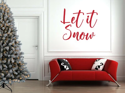 Let it Snow Quote, Christmas Wall Art Stickers, Mural, Decal. Window, Mirror - image 1 of 3