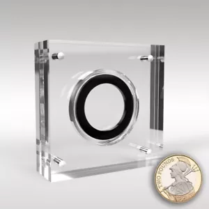 Porta vetrina moneta acrilica £2 libbre 28,4 mm moneta reale nuova di zecca - Foto 1 di 8