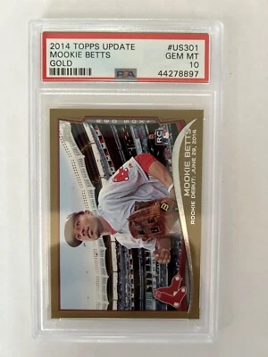 2014 Topps Update Mookie Betts Gold Rookie PSA10   442 /2014  Gem Mint - Image 1 of 2