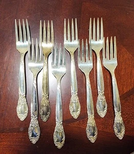 Vtg Onieda Ltd Silversmiths Ballad Country Lane Rose Flatware 8 Salad Forks Lot  - Picture 1 of 10