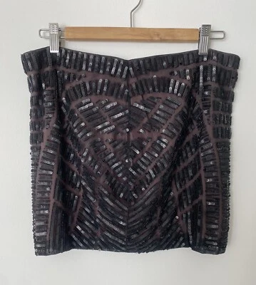 Haute Hippie black beaded mini skirt women's sz M - Image 1 of 4