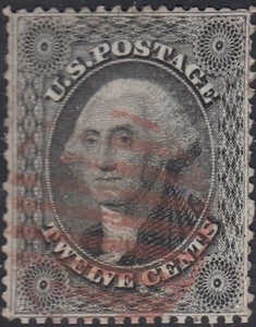 EE. UU. Scott #36 12 quilates usado cancelación roja en muy buen estado XF CV $370 - Imagen 1 de 2