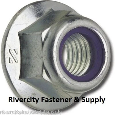 RIVERCITY FASTENER & SUPPLY (100) M6-1.0 Metric Hex Flange Stop Lock Nut Nylon Insert DIN 6926 6mm M6x1.0 ZN