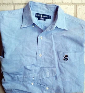 Camisa de vestir azul Polo Ralph Lauren oso de peluche con logotipo para hombre mediana - Imagen 1 de 4