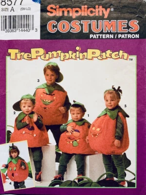 Simplicity Sewing Pattern 8577: Childs PUMPKIN Costume Sizes 2 4 8 (S M L) UNCUT - Image 1 of 2