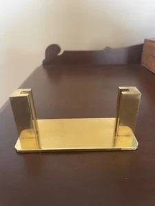 Vintage Business Card Holder Gold Brass Office Decor - Picture 1 of 3