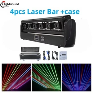 4 piezas + estuche 6 ojos haz de monstruo láser cabeza móvil luz a todo color RGB DJ luces - Imagen 1 de 9