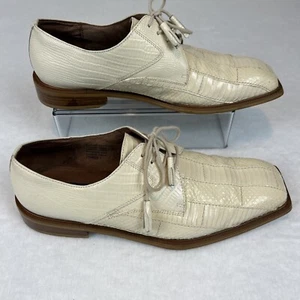 Giorgio Brutini Beige White Leather Snakeskin Oxford Dress Shoes Men's Size 11 M - Picture 1 of 10