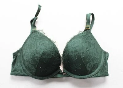 Sujetador push-up Victoria's Secret para mujer de encaje con aros DM3 verde oscuro talla 32B Foto 1 de 4