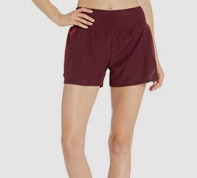 $135 Asics Women's Red 3.5in Running Gym Stretch Quik-dring Drowcord Shorts M - Image 1 of 2