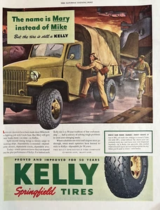 1943 Kelly Springfield Tires Name Is Mary Instead Of Mike Woman VTG WW II Ad - Picture 1 of 1