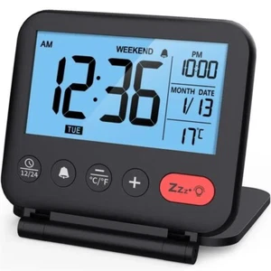 Pequeño Despertador Digital de Viaje Batería – Despertador Portátil para Viajes – Negro - Imagen 1 de 5