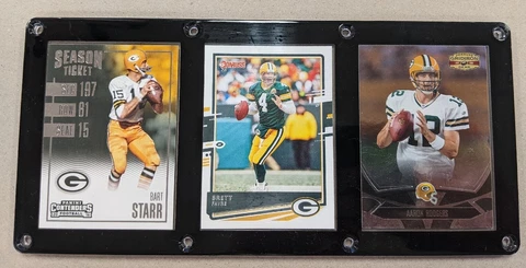 GREEN BAY PACKERS QUARTERBACKS 3 CARD PLAQUE BART STARR BRETT FAVRE RODGERS Cover