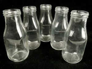 Lote de 5 botellas cuadradas de leche de vidrio vintage, 10 oz, sin marcar, roscadas, sin tapas - Imagen 1 de 9