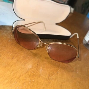 Vintage Logo Paris Gold Pilot Half-Rim Metal Sunglasses France 57-16 - Picture 1 of 7