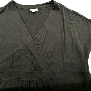 J. JILL Women's XL Black Knit V Neck Faux Wrap Short Sleeve Long Slit Maxi Dress - Picture 1 of 9