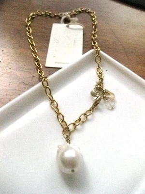 Collar Chan Luu Perla Blanco Barroco Colgante Oro Mano Cristales Boho Mezcla Nuevo con Etiquetas Foto 1 de 4
