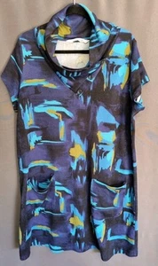 Virtuelle Women's Sz S Cowl Neck Paint Brush Stroke Tunic Dress With Pockets - Picture 1 of 11