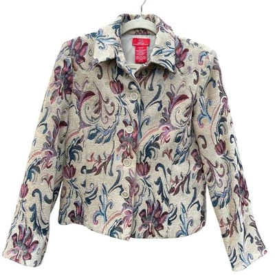 VTG Oscar De La Renta Tapestry Jacket Blazer Grannycore Work Office Wear 12 - Image 1 of 4