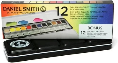 Daniel Smith Solid Watercolor Extra Fine 12 Color Set in Metal box FAST SHIPPING - image 1 of 4