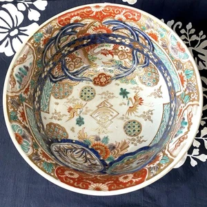  Imari Phönix Drache Schale Meiji Ära großer dekorativer Teller 8,7 Zoll Kutani-Stil  - Bild 1 von 16