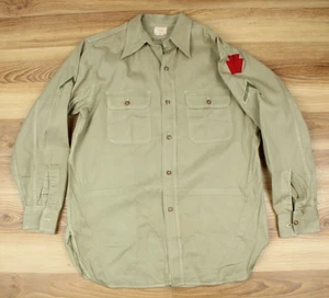 Original US WWII Khaki Cotton Twill Field Shirt w/ 28th Infantry Patch Medium - Picture 1 of 8