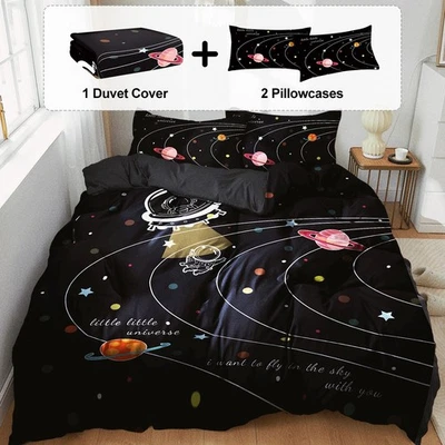 3 Pcs Duvet Cover Set with 1 Duvet Cover & 2 Pillow Shams Bedding for Hotel Home - Image 1 of 4
