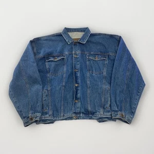Robert Stock Size XL Denim Blue 4 Pocket Trucker Jacket VTG 100% Cotton Brazil - Picture 1 of 12