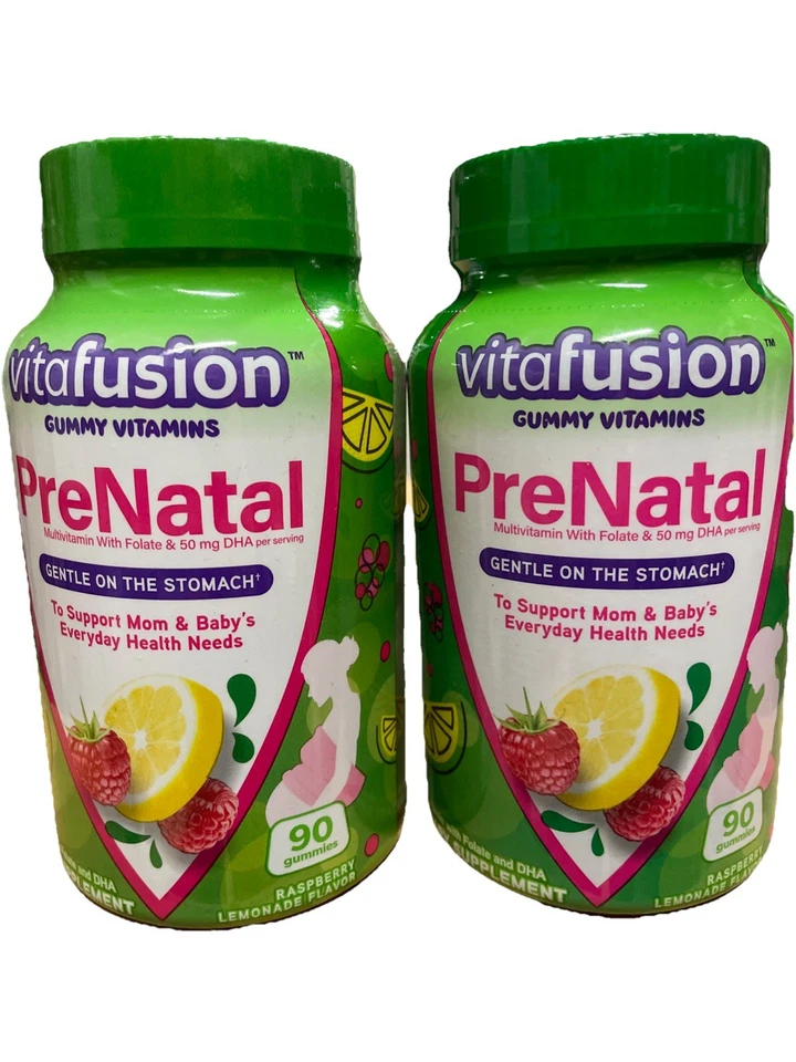 (2) Suplemento dietético prenatal Vitafusion, limonada de limón y frambuesa 31/03/2026+ Foto 1 de 1