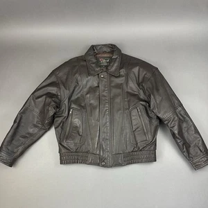 VTG 90s REED Sportswear Aviator Bomber Leather Jacket R42 Brown Thinsulate Liner - Picture 1 of 12
