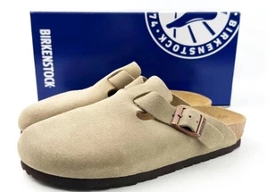NEW Birkenstock Boston Taupe Suede Soft Leather Footbed Shoes Clogs 43 10-10.5 N - Picture 1 of 9