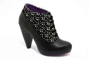 T.U.K. Pump A8402L Rocket Heel Schwarz Ivory Flocking Print - Picture 1 of 36