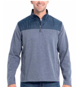 Eddie Bauer Mens Mixed Media Lightweight Pullover Dusted Indigo Heather XXL - Picture 1 of 4