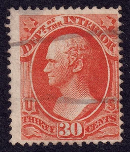 US Scott O23, 1873 Hamilton 'Interior' , 30c vermilion, FINE USED - Picture 1 of 1