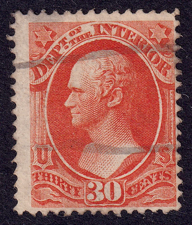 US Scott O23, 1873 Hamilton 'Interior' , 30c vermilion, FINE USED - Image 1 of 1