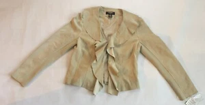 NWT Clothes by Revue soft beige suede ruffled jacket knit panels Size S - Picture 1 of 5