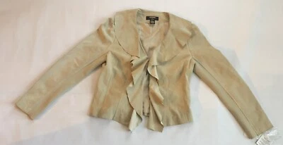 NWT Clothes by Revue soft beige suede ruffled jacket knit panels Size S - Image 1 of 4