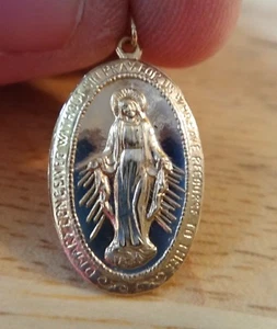 Gold Filled 22x13mm Miraculous Mary double sided Charm - Picture 1 of 5