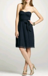 £235 J CREW Cyndee silk dress size 8 --BRAND NEW WITH TAGS-- 100% silk navy - Picture 1 of 8