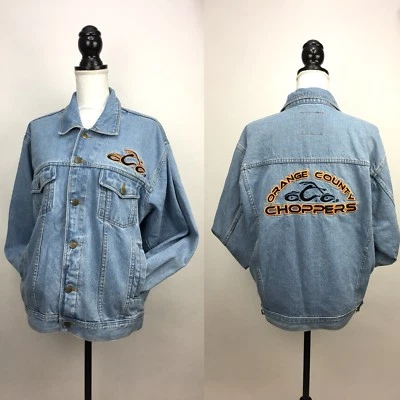 Orange County Choppers OCC Motorcycles Blue Denim Jacket Long Sleeve Bioworld - Image 1 of 4