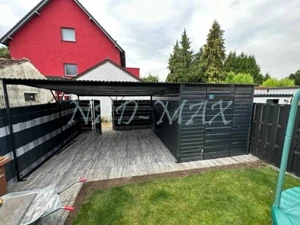 Blechgarage 6,5x4 Überdachung Stahlcarport Hellgrau Autounterstand Fertigcarport - Bild 1 von 6