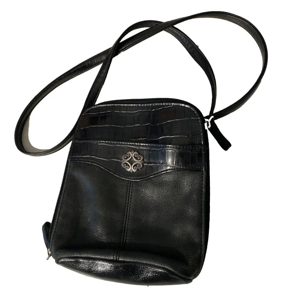 "Bolso Bandolera Rolfs Cuero Pequeño Negro 7"" x 7""" Foto 1 de 4