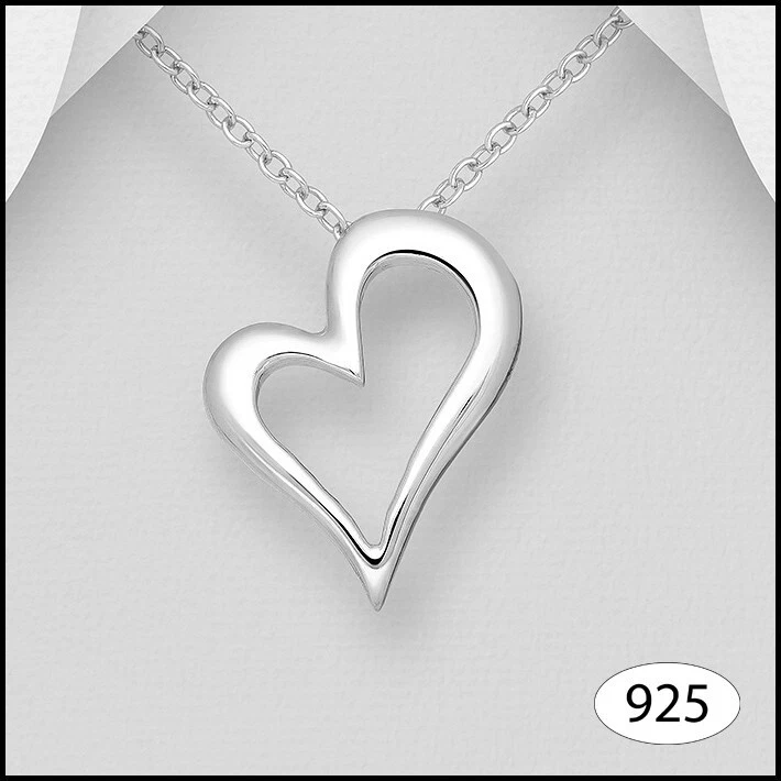 Ciondolo Da Donna A Forma Di Cuore Gioiello In Argento 925 Per Catenina Collana - Immagine 1 di 1