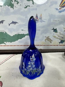 Vintage Fenton handbemalte kobaltblaue 7" Glocke - Bild 1 von 8