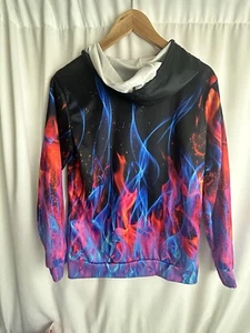 FRIDAY NIGHT FUNKIN Youth Boys Pink Purple Fire Hoodie Sweatshirt Sz L - Picture 1 of 5