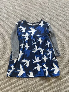 Tea Collection Bird Dress Blue 5 Long Sleeved Fall Winter School - Picture 1 of 4