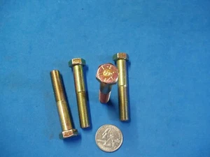 LOT OF FOUR GRADE 8 HEX HEAD CAP SCREW 3/8-24 x 2 1/4" YELLOW ZINC HARDENED BOLT - Picture 1 of 2