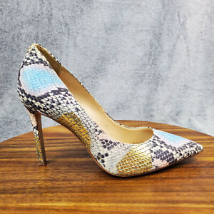 Sam Edelman Hazel Heels Womens 7 M Blue Snake Print Leather Stiletto Pointed Toe